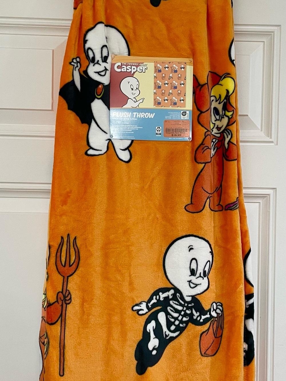 Orange Halloween Casper and Wendy Blanket